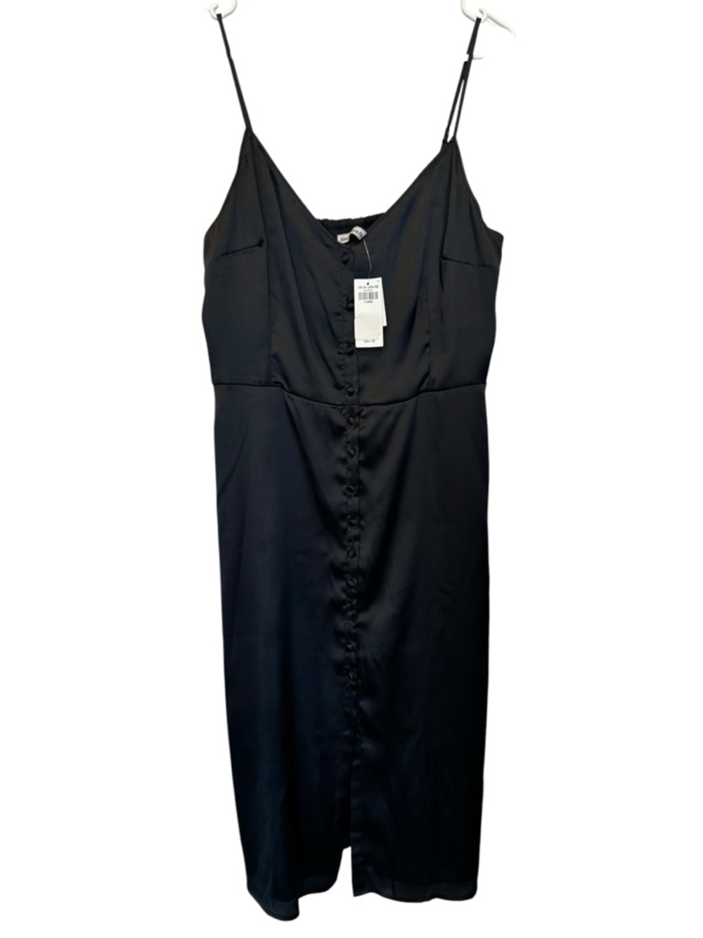 Abercrombie & Fitch Black Button-Front Slip Midi Dress
